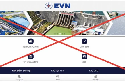 Trang web giả mạo thương hiệu EVN.