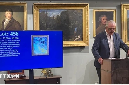 Bức tranh của họa sĩ Vũ Cao Đàm được đấu giá thành công với mức giá 45.000 bảng Anh. (Ảnh: TTXVN) 