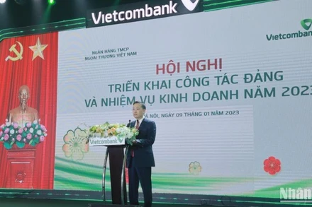 Chủ tịch HĐQT Vietcombank Phạm Quang Dũng phát biểu tại Hội nghị.