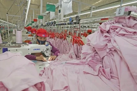 May hàng xuất khẩu tại Công ty may Tinh Lợi, Hải Dương. (Ảnh: TTXVN)