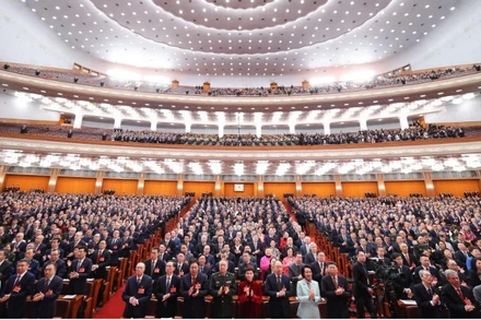 Các đại biểu tại phiên khai mạc kỳ họp thứ ba Chính hiệp Trung Quốc khóa 14. (Ảnh: Tân Hoa Xã)