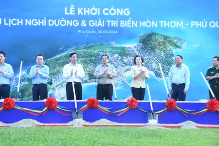Thủ tướng Phạm Minh Chính dự lễ khởi công Tổ hợp du lịch nghỉ dưỡng và giải trí biển Hòn Thơm - Phú Quốc.