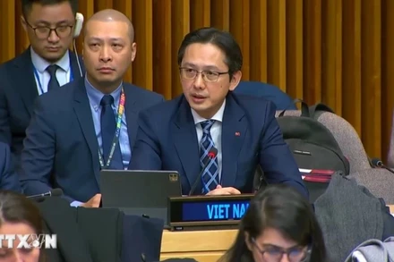 Thứ trưởng Ngoại giao Việt Nam Đỗ Hùng Việt phát biểu tại sự kiện. (Ảnh: Quang Huy/TTXVN)