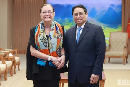 Thủ tướng Phạm Minh Chính tiếp Bộ trưởng Ngoại giao nước Cộng hòa El Salvador Alexandra Hill Tinoco. 