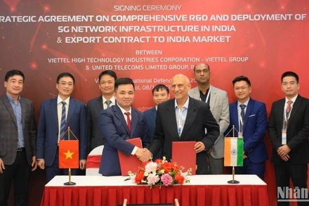 Lễ ký hợp đồng xuất khẩu thiết bị công nghệ cao giữa Tổng Công ty Công nghiệp Công nghệ cao Viettel và các đối tác Ấn Độ.
