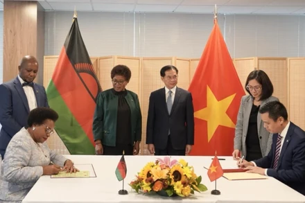 Lễ ký thông cáo chung thiết lập quan hệ ngoại giao Việt Nam-Malawi. (Ảnh: VOV)