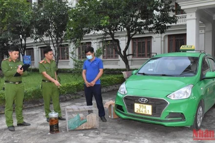 Công an Tam Điệp (Ninh Bình) kiểm tra tang vật.