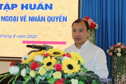 Phó Trưởng Ban Tuyên giáo Trung ương Lê Hải Bình thông tin chuyên đề tình hình thế giới và khu vực tác động đến công tác thông tin đối ngoại.