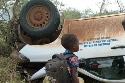 Hiện trường vụ tai nạn. (Nguồn: URN/TTXVN)