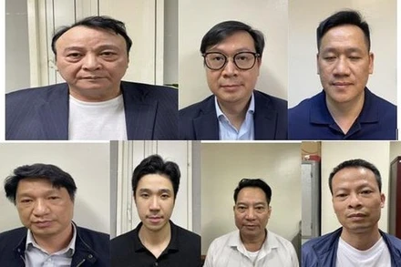 Đỗ Anh Dũng cùng các bị can trong vụ án. 