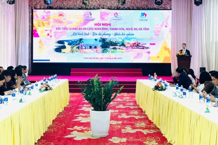 Toàn cảnh Hội nghị xúc tiến, quảng bá du lịch Ninh Bình - Thanh Hóa - Nghệ an - Hà Tĩnh. (Ảnh: CTV)