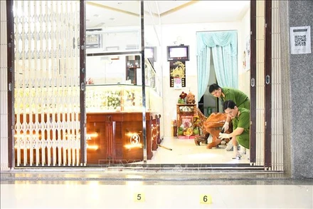 Hiện trường vụ cướp. (Ảnh: TTXVN)