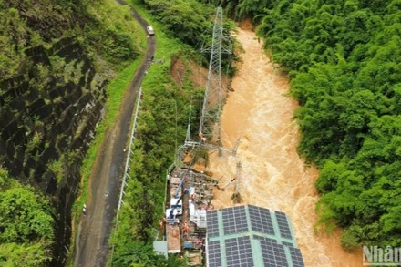 Sạt lở Trạm biến áp 110KV Nhà máy thủy điện Đắk Nông 2 trên suối Đắk Nông do bị xói lỡ 