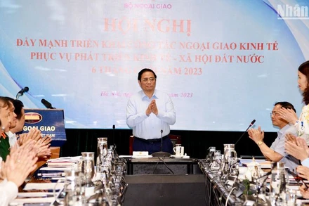 Thủ tướng Phạm Minh Chính dự Hội nghị đẩy mạnh triển khai công tác ngoại giao kinh tế phục vụ phát triển kinh tế-xã hội đất nước 6 tháng cuối năm 2023. 