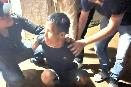 Đối tượng Đỗ Quang Mạnh khi bị bắt giữ.