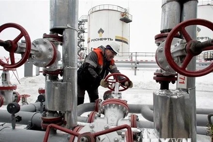 Hệ thống van tại mỏ khí đốt Gremikhinskoye, Nga. (Ảnh: Reuters/TTXVN)