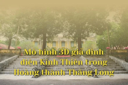 Mô hình 3D giả định điện Kính Thiên trong Hoàng thành Thăng Long