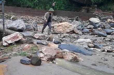 Hiện trường xảy ra lũ ống ở xã Liên Minh, thị xã Sa Pa.