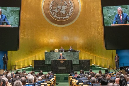 Tổng Thư ký António Guterres phát biểu khai mạc phiên tranh luận chung tại kỳ họp thứ 78 của Đại hội đồng Liên hợp quốc. (Ảnh: UN)