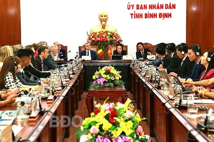 Hình ảnh hội thảo tại đầu cầu Bình Định. (Ảnh: baobinhdinh.vn)