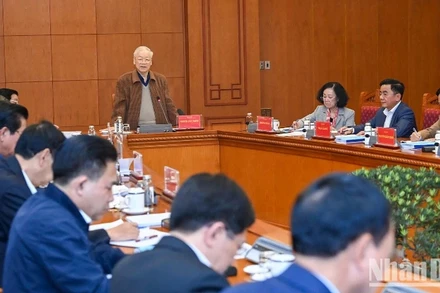 Tổng Bí thư Nguyễn Phú Trọng chủ trì họp Thường trực Ban Chỉ đạo Trung ương về phòng, chống tham nhũng, tiêu cực ngày 22/11/2023 tại Hà Nội. (Ảnh DUY LINH)