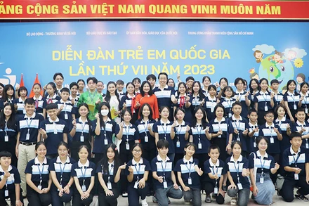 Các em thiếu nhi dự Diễn đàn trẻ em quốc gia lần thứ bảy năm 2023. (Ảnh: Molisa)