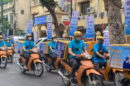 Ra quân Tháng vận động triển khai bảo hiểm xã hội toàn dân lần thứ ba, tháng 5/2022, tại Hà Nội (Ảnh: Tâm Trung).