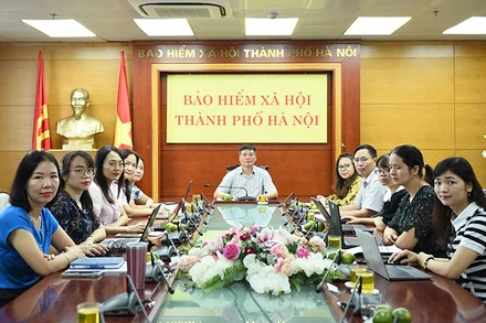 Các đại biểu tham dự giao lưu trực tuyến. (Ảnh: HSS)