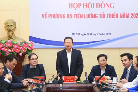 Phiên họp Hội đồng Tiền lương quốc gia ngày 20/12. (Ảnh: Tống Giáp)