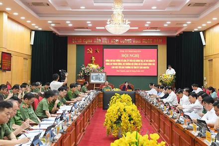 Đại tướng Tô Lâm làm việc với Ban Thường vụ Tỉnh ủy Thái Nguyên. (Ảnh: Bộ Công an)