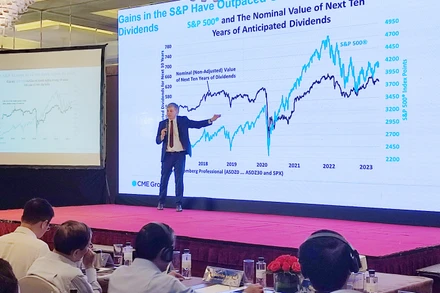 Giám đốc điều hành CME Group Erik Norland trình bày tham luận tại hội thảo