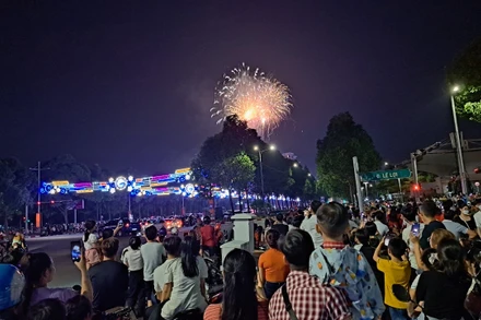Cả trăm nghìn người đến tham gia các chương trình Đêm hội Giao thừa tại Công viên Trung tâm hành chính tỉnh Bình Dương và xem bắn pháo hoa đêm giao thừa.