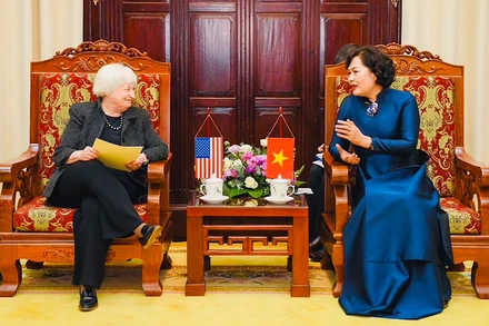 Thống đốc Ngân hàng Nhà nước Việt Nam Nguyễn Thị Hồng và Bộ trưởng Tài chính Hoa Kỳ Janet L. Yellen.