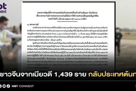 Thông báo về chiến dịch hồi hương công dân Trung Quốc đợt 2 của Thái Lan. (Ảnh: NBT)