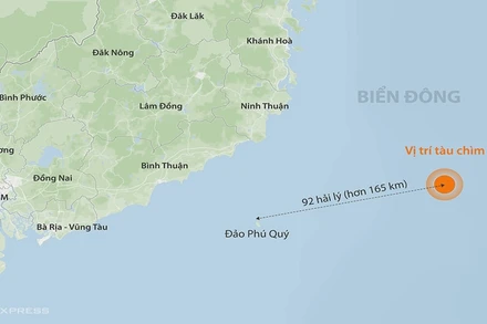 Vị trí tàu chìm. (Đồ họa: Khánh Hoàng)