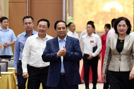 Thủ tướng Phạm Minh Chính đến dự Hội nghị Tổng kết 10 năm thực hiện Chỉ thị số 40-CT/TW ngày 22/11/2014 của Ban Bí thư về tăng cường sự lãnh đạo của Đảng đối với tín dụng chính sách xã hội.