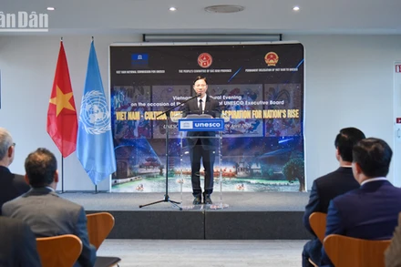 Thứ trưởng Ngoại giao Ngô Lê Văn nhấn mạnh, việc giới thiệu Bắc Ninh - quê hương của Quan họ và tranh Đông Hồ - chính là dịp lan tỏa những giá trị cốt lõi của văn hóa Việt. (ẢNh: KHẢI HOÀN)