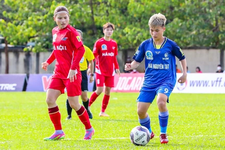 Thái Nguyên T&T khiến Hà Nội I chưa thể bứt phá trên bảng xếp hạng. (Ảnh: VFF)