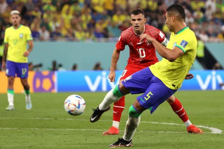 Tiền vệ Casemiro ghi bàn thắng duy nhất vào lưới Thụy Sĩ. (Ảnh: CNN)