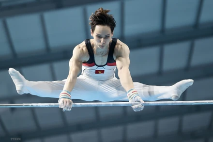 Đinh Phương Thành vô địch nội dung xà đơn môn thể dục dụng cụ 5 kỳ SEA Games liên tiếp. (Ảnh: TTXVN)