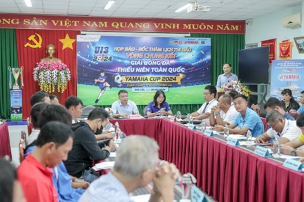 Quang cảnh buổi họp báo và bốc thăm chia bảng đấu. 