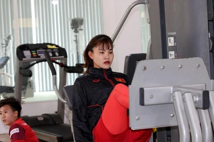Chương Thị Kiều tập luyện cùng đồng đội khi chưa bị chấn thương. (Ảnh: VFF)
