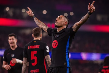 Raphinha mang về bàn thắng duy nhất giúp Barcelona giành lợi thế ở vòng 1/8. (Ảnh: Barca)