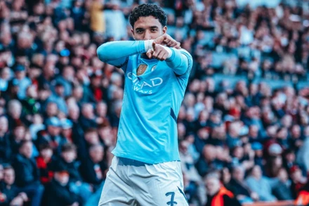 Omar Marmoush ghi bàn thắng ấn định chiến thắng 2-1 cho đội bóng áo xanh The Citizens. (Ảnh: ManCity)