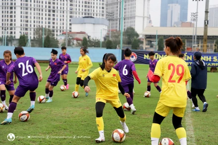 Các nữ tuyển thủ trẻ tập trung tập luyện. (Ảnh: VFF)