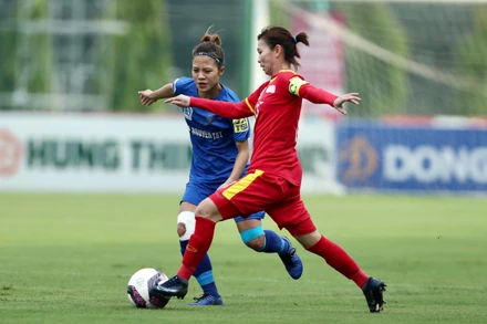 Thái Nguyên T&T giữ vững hàng tuyến những phút cuối trận. (Ảnh: VFF)