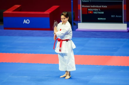 Karate Việt Nam đang hướng tới mục tiêu giành Huy chương Vàng tại ASIAD 19. (Ảnh: Bùi Lượng)