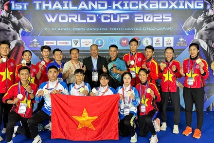 Các thành viên đội tuyển Kickboxing Việt Nam tại giải đấu. 