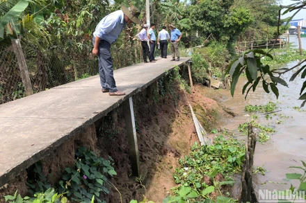 Sạt lở tại tuyến kênh 28 thuộc xã Đông Hòa Hiệp, huyện Cái Bè, tỉnh Tiền Giang.