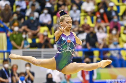 Phần biểu diễn giành Huy chương Đồng nội dung thể dục tự do của Phạm Như Phương tại SEA Games 31. (Ảnh: DUY LINH)